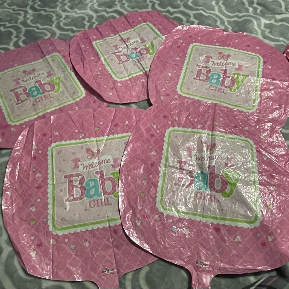 Welcome baby girl pink helium balloons 5 count, new # 2354